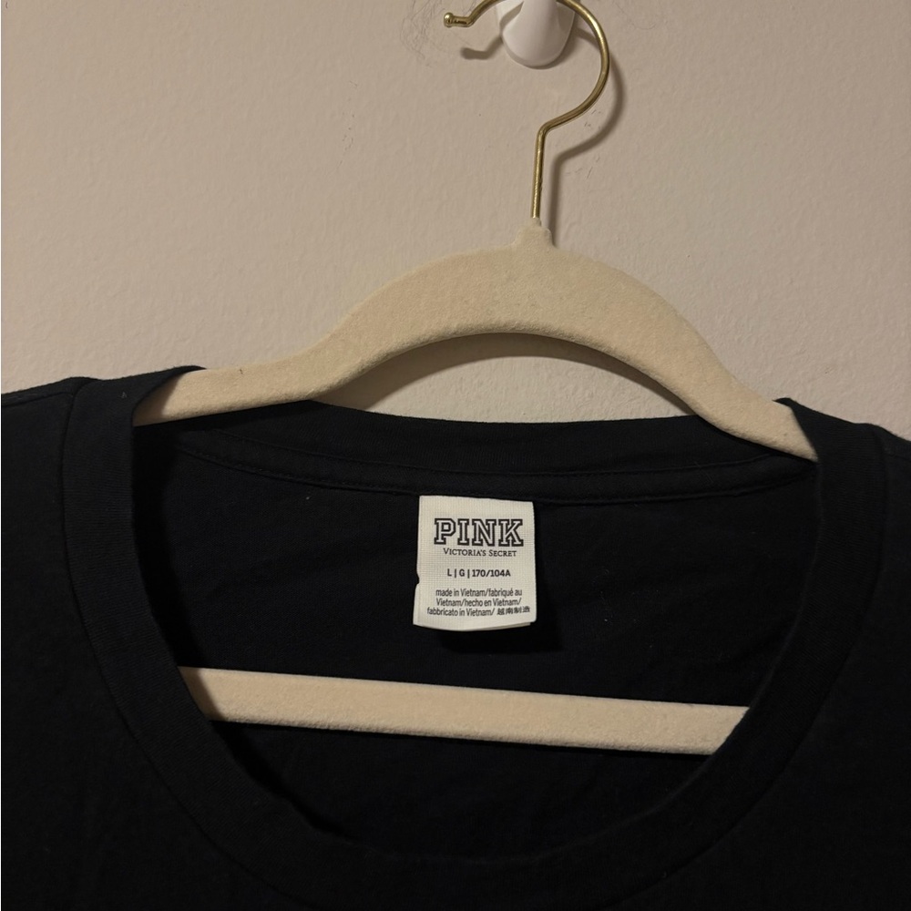 Victoria's Secret Pink Palm Tree Glitter Campus Tee Large - Picture 4 of 5